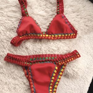 LUXSEA Fun, Colorful Embroidered Scuba Bikini Medium NWOT